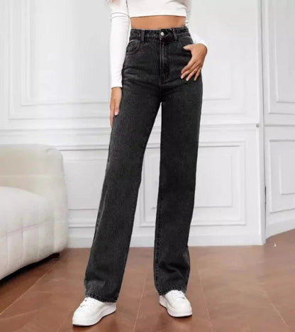 High Waist Wide Leg Jeans with Classic Five-Pocket Design
