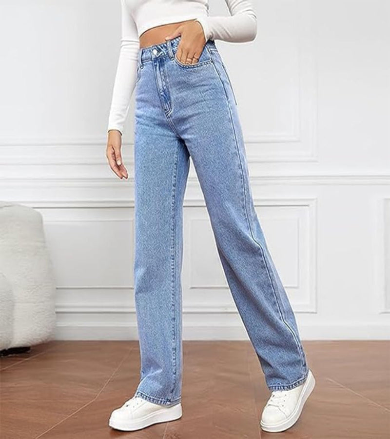 High Waist Wide Leg Jeans with Classic Five-Pocket Design