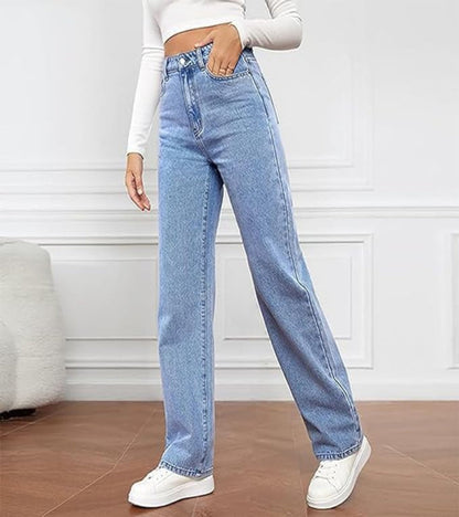 High Waist Wide Leg Jeans with Classic Five-Pocket Design
