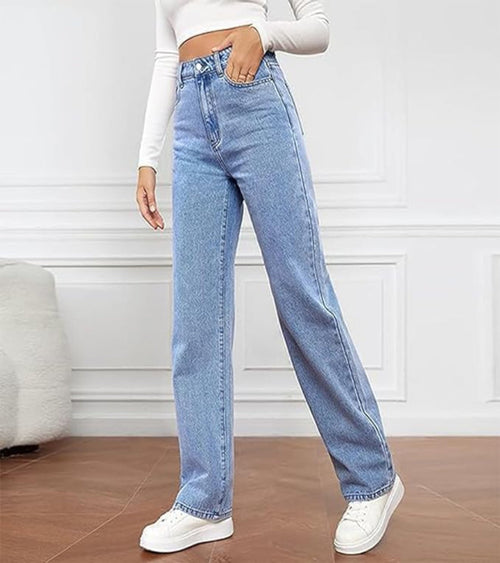 High Waist Wide Leg Jeans with Classic Five-Pocket Design