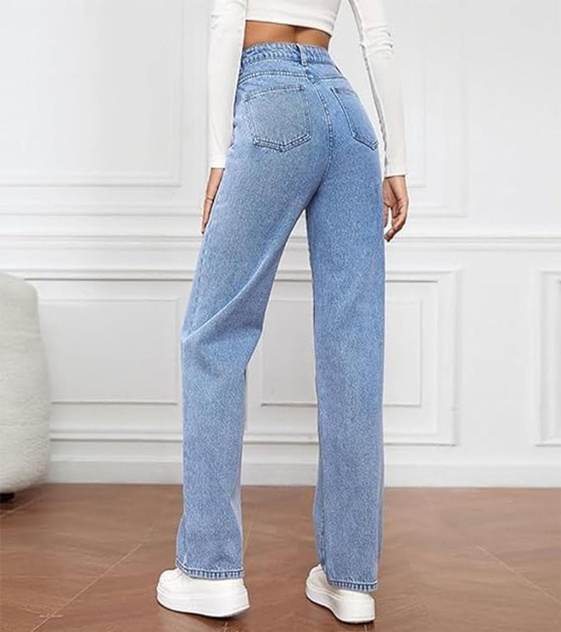 High Waist Wide Leg Jeans with Classic Five-Pocket Design