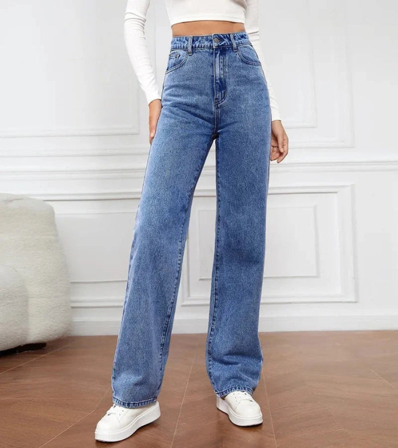 High Waist Wide Leg Jeans with Classic Five-Pocket Design