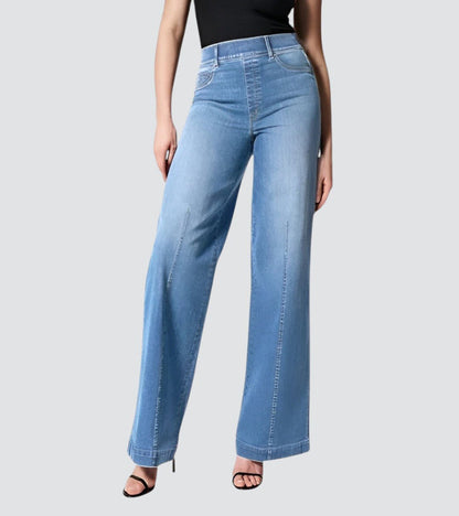 High Waisted Wide Leg Jeans with Pull-On Elasticated Waist