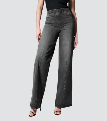High Waisted Wide Leg Jeans with Pull-On Elasticated Waist