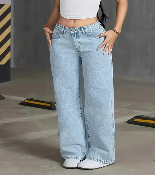 Light Wash High Waist Wide Leg Jeans